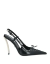 Versace Laced Pin-point Leather Slingback Pump In Black