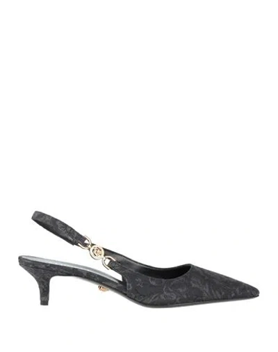 Versace Woman Pumps Black Size 7 Textile Fibers