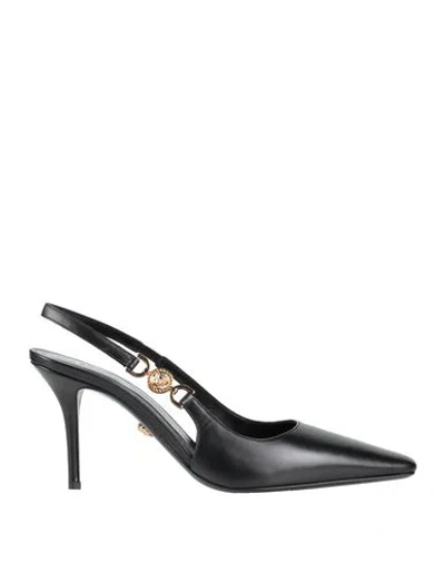 VERSACE VERSACE WOMAN PUMPS BLACK SIZE 8 CALFSKIN