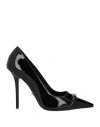 Versace Woman Pumps Black Size 8 Leather In Black