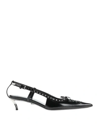 Versace Woman Pumps Black Size 8 Leather