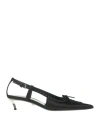 Versace Woman Pumps Black Size 8 Leather, Textile Fibers
