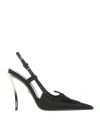 Versace Laced Pin-point Leather Slingback Pump In Black