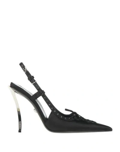 VERSACE VERSACE WOMAN PUMPS BLACK SIZE 6 TEXTILE FIBERS