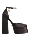 Versace Woman Pumps Black Size 8 Textile Fibers