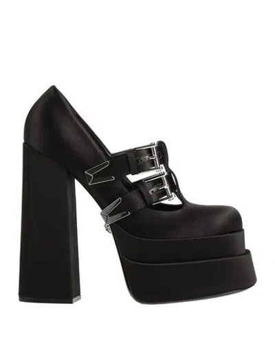 Versace Woman Pumps Black Size 9 Viscose, Silk