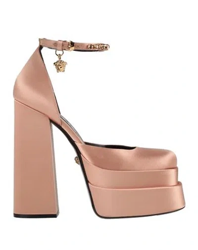 Versace Woman Pumps Blush Size 10 Textile Fibers In Pink