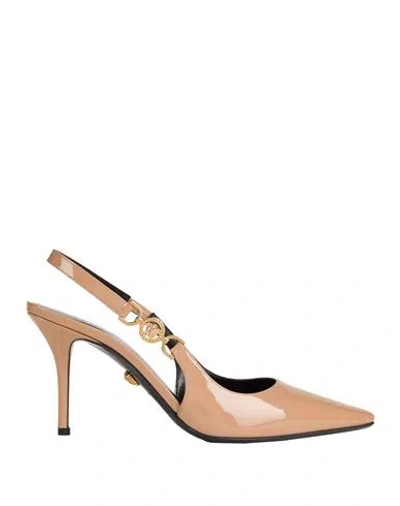 Versace Woman Pumps Blush Size 6 Calfskin In Neutral