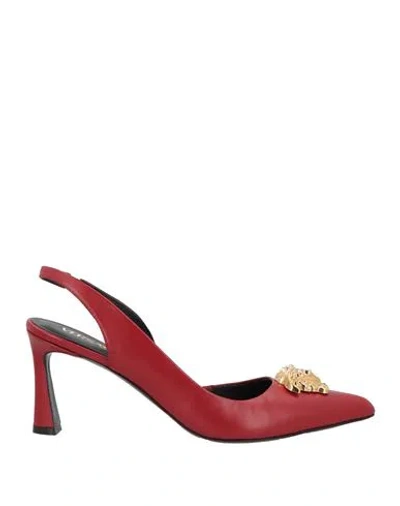Versace Woman Pumps Brick Size 11 Calfskin In Red
