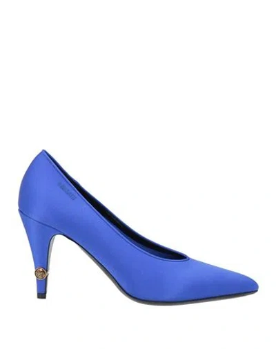 Versace Woman Pumps Bright Blue Size 10 Textile Fibers