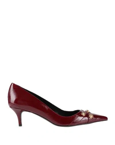 Versace Woman Pumps Burgundy Size 7 Leather In Red