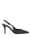 Versace Woman Pumps Charcoal Size 8 Textile Fibers