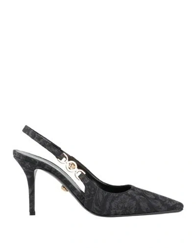 Versace Woman Pumps Charcoal Size 8 Textile Fibers