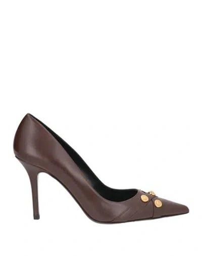 Versace Woman Pumps Chocolate Brown Size 10 Calfskin
