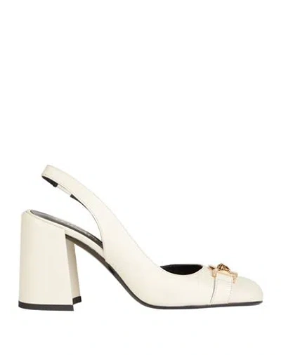Versace Woman Pumps Cream Size 8 Calfskin In White