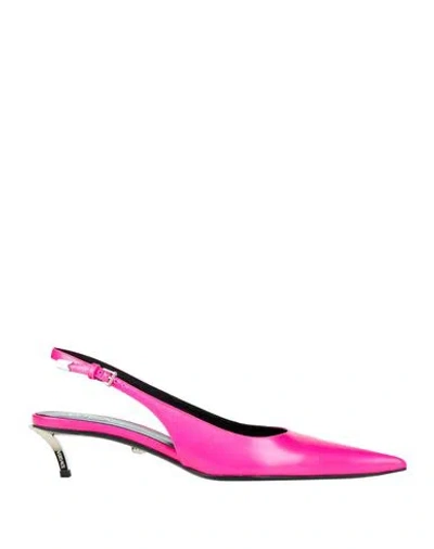 Versace Woman Pumps Fuchsia Size 8 Calfskin In Pink