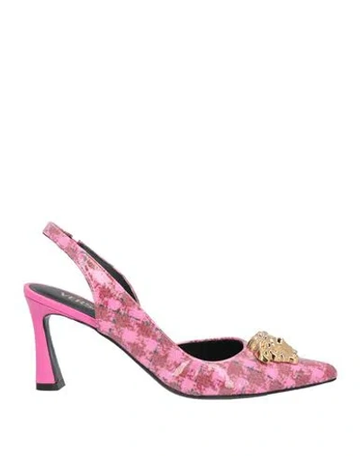 Versace Woman Pumps Fuchsia Size 8 Leather In Pink