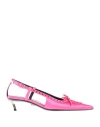 Versace Woman Pumps Fuchsia Size 8 Leather, Textile Fibers In Pink