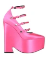 Versace Woman Pumps Fuchsia Size 8 Textile Fibers In Pink