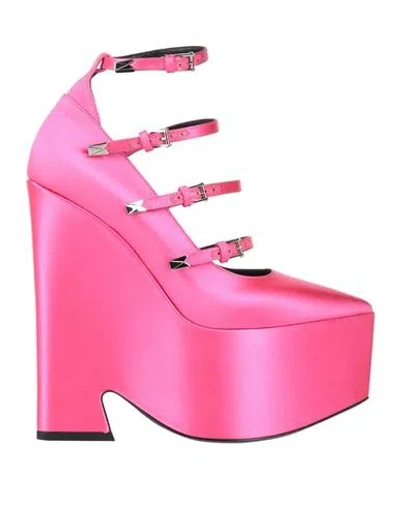 Versace Woman Pumps Fuchsia Size 8 Textile Fibers In Pink