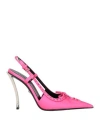 Versace Woman Pumps Fuchsia Size 8 Textile Fibers In Pink