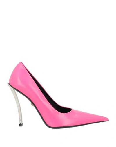 Versace Woman Pumps Fuchsia Size 9.5 Calfskin In Pink