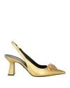 Versace Woman Pumps Gold Size 7 Leather In Gold
