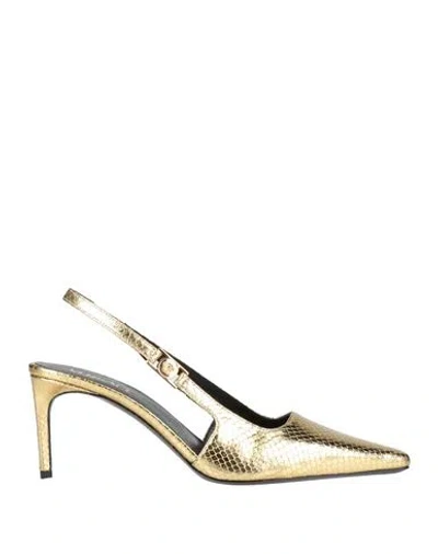 Versace Woman Pumps Gold Size 8 Calfskin In Multi