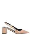 Versace Woman Pumps Light Brown Size 8 Leather In Beige
