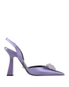 Versace Woman Pumps Mauve Size 8 Textile Fibers, Soft Leather In Purple