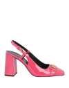 Versace Woman Pumps Magenta Size 8 Leather In Magenta