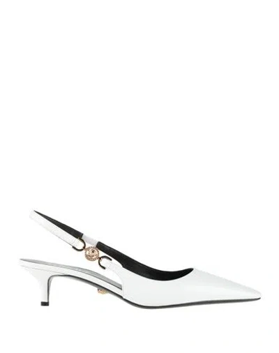 Versace Woman Pumps Off White Size 6 Calfskin In Multi