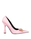 Versace Woman Pumps Pink Size 8 Textile Fibers, Soft Leather