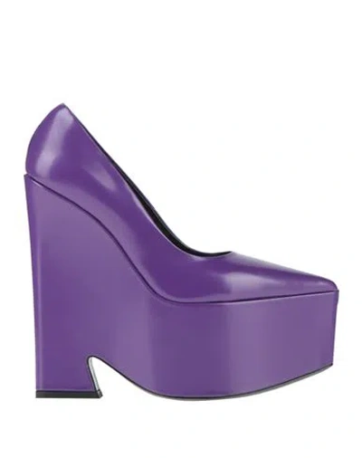 VERSACE VERSACE WOMAN PUMPS PURPLE SIZE 8 LEATHER
