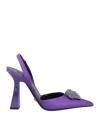 Versace 80 Crystal Embellished Medusa Slingback Pumps In Satin In Purple