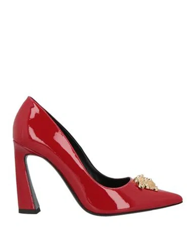Versace Woman Pumps Red Size 8 Leather In Multi