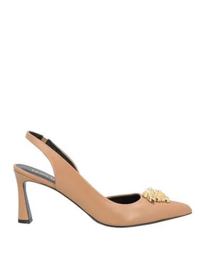 Versace Woman Pumps Sand Size 11 Calfskin