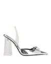 Versace Woman Pumps Silver Size 11 Calfskin, Pvc - Polyvinyl Chloride In Silver