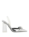 Versace Woman Pumps Silver Size 7.5 Calfskin, Plastic In Silver