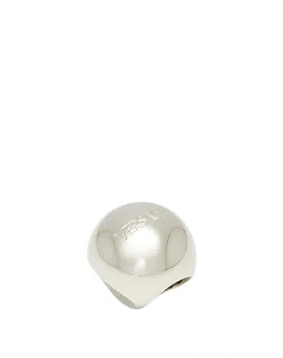 Versace Woman Ring Silver Size 9.5 Metal In Metallic