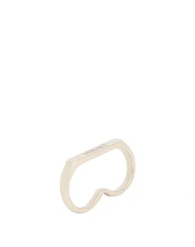 Versace Woman Ring Silver Size L Metal, Enamel In Neutral