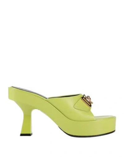 Versace Woman Sandals Acid Green Size 7.5 Soft Leather