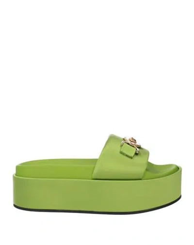 Versace Woman Sandals Acid Green Size 8 Textile Fibers In Green