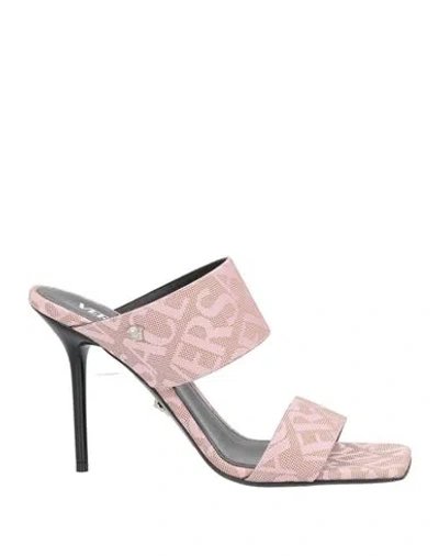 Versace Woman Sandals Antique Rose Size 7.5 Textile Fibers In Pink