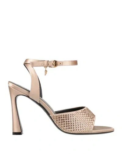 Versace Woman Sandals Beige Size 8 Textile Fibers