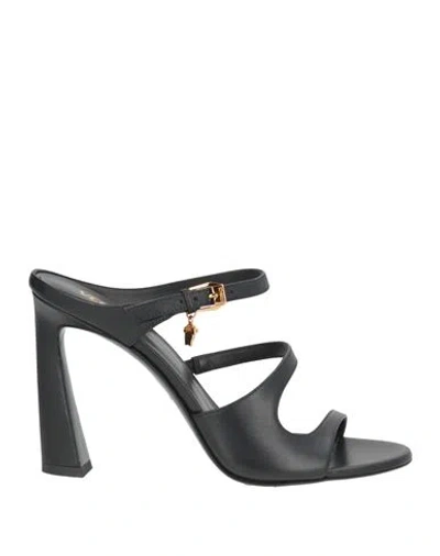 Versace Woman Sandals Black Size 11 Leather