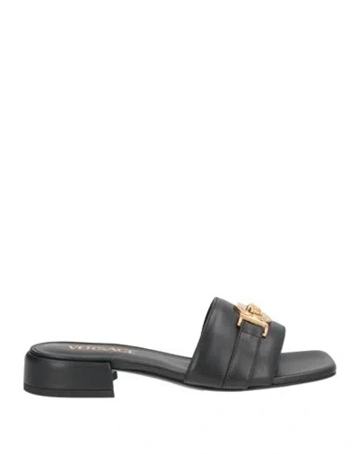 Versace Woman Sandals Black Size 5 Leather