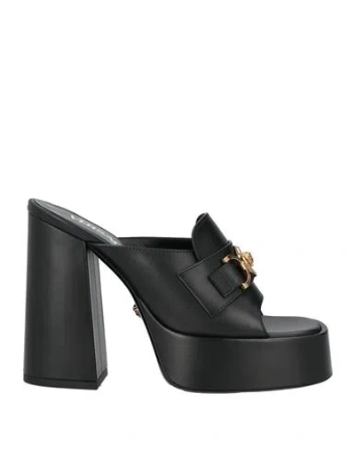 Versace Woman Sandals Black Size 7 Leather
