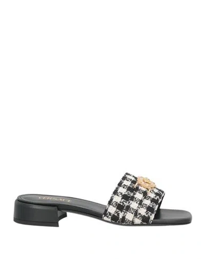 Versace Woman Sandals Black Size 7 Textile Fibers