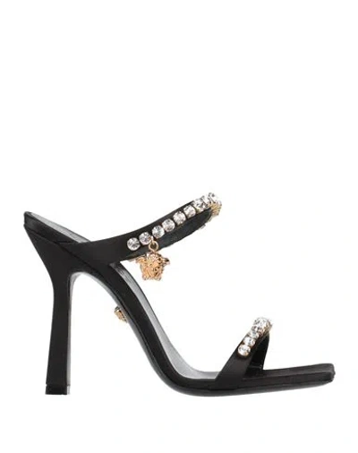 Versace Woman Sandals Black Size 7.5 Textile Fibers
